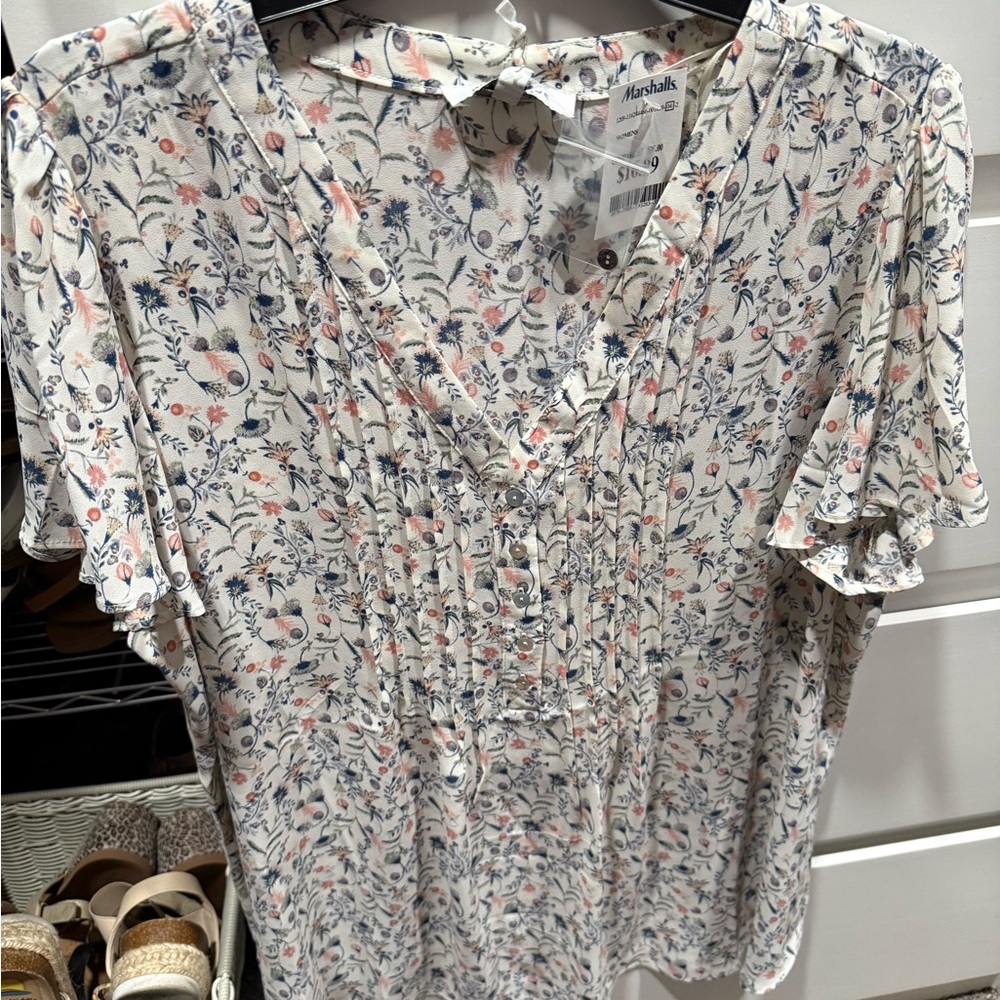 Marshalls Floral Blouse - White and Pink